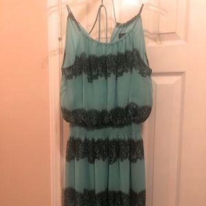 Green with black accents Spaghetti strap Dress